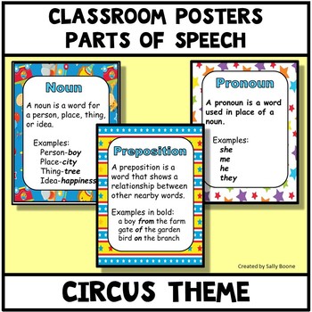 Preview of Parts of Speech Circus Theme  Posters