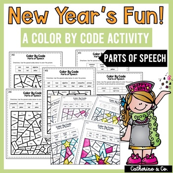 Preview of Parts of Speech | Color By Code New Year's Activity