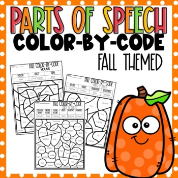 Preview of Parts of Speech Color-By-Number Fall Themed