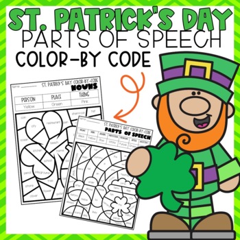 Preview of Parts of Speech Color-By-Number l St. Patrick's Day Themed