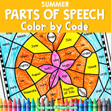 Parts of Speech Color by Code SUMMER Grammar Worksheets