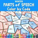 Parts of Speech Color by Code Winter Grammar Worksheets