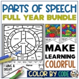 Parts of Speech Color by Number Coloring Pages Full Year G