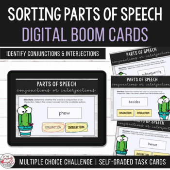 Preview of Parts of Speech Conjunctions & Interjections Remote Learning Digital Boom Cards