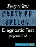 Parts of Speech Diagnostic Test for MS or HS Beginning of Year!