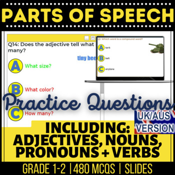 Preview of Parts of Speech Editable Presentations: Nouns, Verbs, Adjectives UK/AUS English
