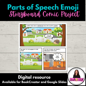 Preview of Parts of Speech Emoji Storyboard Comic Project - BookCreator or Google Slides
