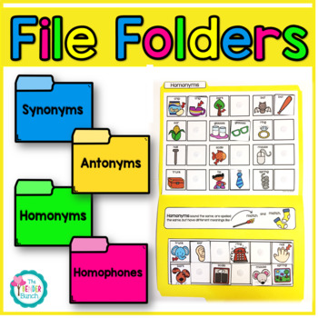 Preview of FILE FOLDERS for Synonyms, Antonyms, Homonyms, & Homophones