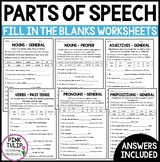 Parts of Speech - Fill The Blanks Worksheets