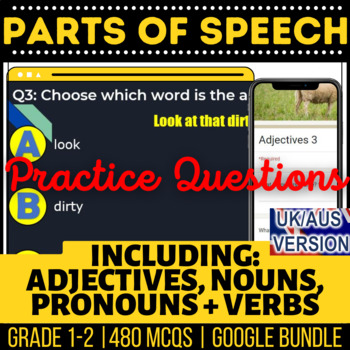 Preview of Parts of Speech Fillables, Presentations, Forms: Nouns, Verbs, Adjectives UK/AUS