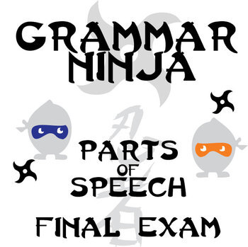 Preview of Parts of Speech Final Exam (2 versions) - Grammar Ninja is Hilarious