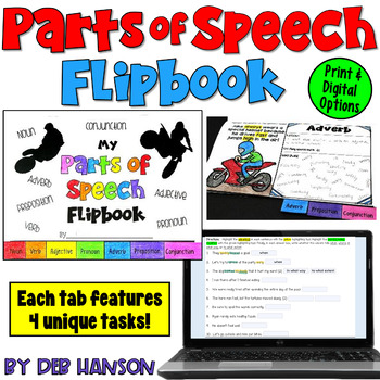 Preview of Parts of Speech Flipbook with Worksheets in Print and Digital