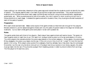 Preview of Parts of Speech Game