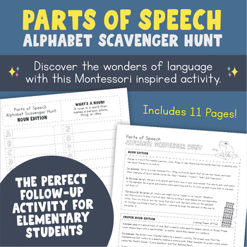 Preview of Parts of Speech Scavenger Hunt Game | Elementary Language Activity