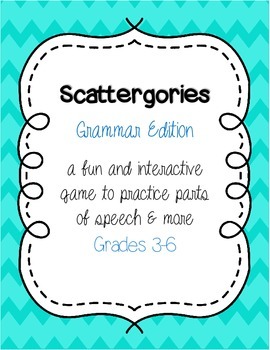 Preview of Parts of Speech Game : Scattergories