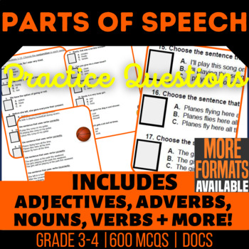 Preview of Parts of Speech Google Docs Worksheets | Nouns Verbs Adjectives | 4th-5th Grade
