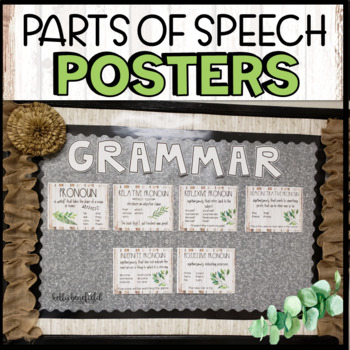 Preview of Parts of Speech Grammar Anchor Charts ELA Posters Farmhouse Classroom Decor