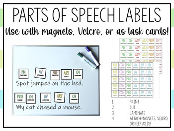 Preview of Parts of Speech Grammar Labels