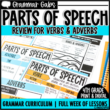 Preview of Verbs & Adverbs Anchor charts, Worksheets, & Activities - Parts of Speech