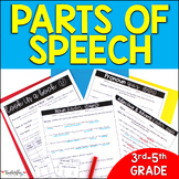 Parts of Speech Worksheets & Review Practice Assessment Gr