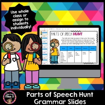 Preview of Parts of Speech Hunt Grammar Slides - Distance Learning