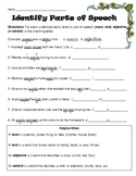 Parts of Speech Identification Worksheet Activity