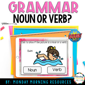 Preview of Parts of Speech - Identifying Noun or Verbs? Grammar Review Boom Cards™