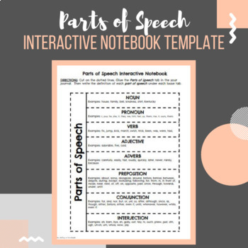 Preview of Parts of Speech Interactive Notebook Template