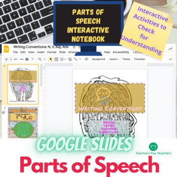 Preview of Parts of Speech Interactive Notebook for Google Classroom 