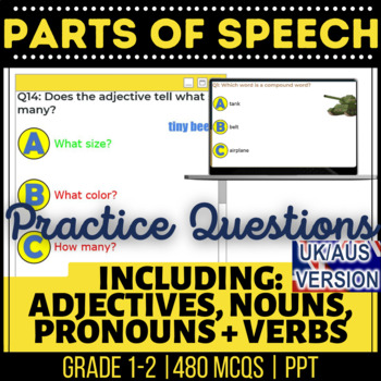 Preview of Parts of Speech Interactive Review With Nouns, Verbs, Adjectives UK/AUS Spelling