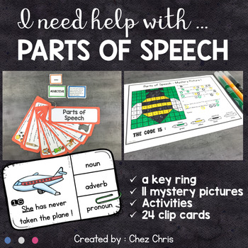 Preview of Parts of Speech : KeyRing - Activities - Clip Cards - Mystery Pictures
