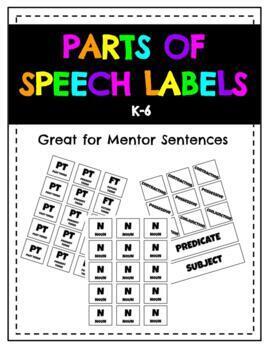 Preview of Parts of Speech Labels (Mentor Sentences)