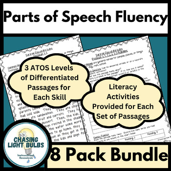 Preview of Parts of Speech Leveled Fluency Passages - COMPLETE 8 PACK BUNDLE !!!