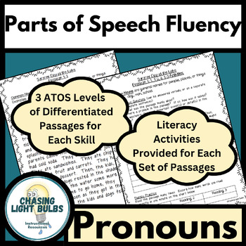 Preview of Parts of Speech Leveled Fluency Passages - Pack #3 - Pronouns