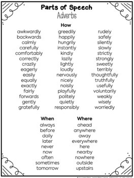 what are nouns verbs and adjectives