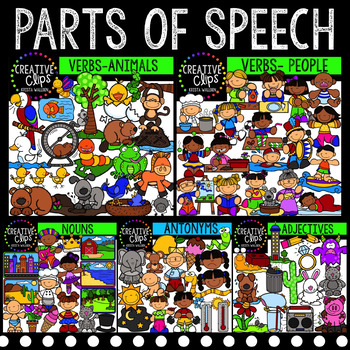 Preview of Parts of Speech Clipart MEGA Bundle {Creative Clips Clipart}