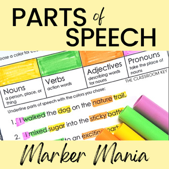 Preview of Parts of Speech Practice Activity or Center L.2.1e L.3.1a