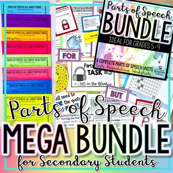 Preview of Parts of Speech Mega Bundle for Secondary ELA (Traditional Print Option)