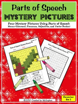 Preview of Parts of Speech Mystery Pictures | Grammar Mystery Pictures | December Set 2