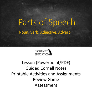 Preview of Parts of Speech lessons posters: Nouns, Adjectives, Verbs, Adverbs L.2.1e L.3.1a