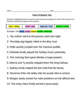 Preview of Parts of Speech - Noun, Verb, Adjective, Adverb