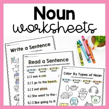 Preview of Noun Worksheets Parts Of Speech Practice - Grammar Bell Work