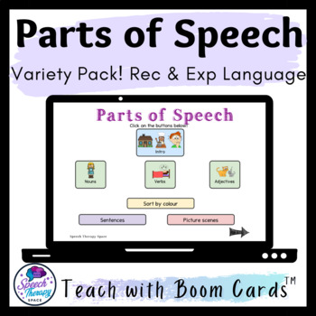 Preview of Parts of Speech Nouns, verbs, adjectives VARIETY PACK (rec & exp language)