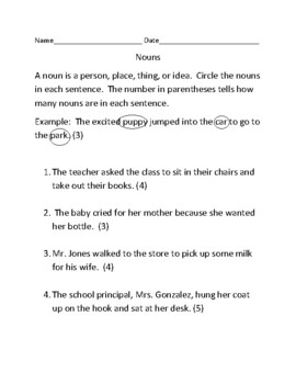 Preview of Parts of Speech Packet- Nouns, pronouns, verbs, adjectives, adverbs