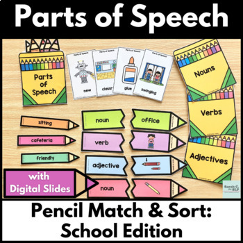 Preview of Back to School Parts of Speech Grammar Activities with Nouns Verbs Adjectives