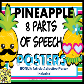 Preview of Parts of Speech Poster Pineapple Theme
