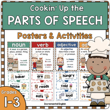 Preview of Parts of Speech Posters & Activities (Fun Cooking Theme)