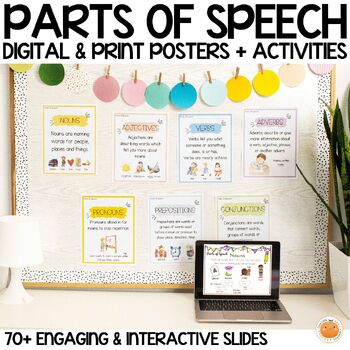 Preview of Parts of Speech Posters + Activities | Classroom Decor | Test Prep