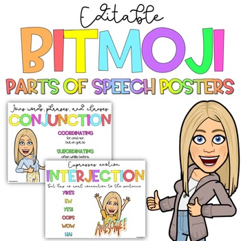 Preview of Parts of Speech Posters - Add Your Bitmoji!
