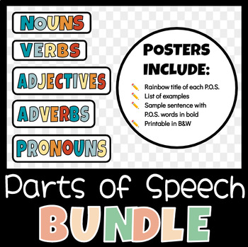 Preview of Parts of Speech Posters BUNDLE | Parts of Speech Posters | P.O.S. | Grammar